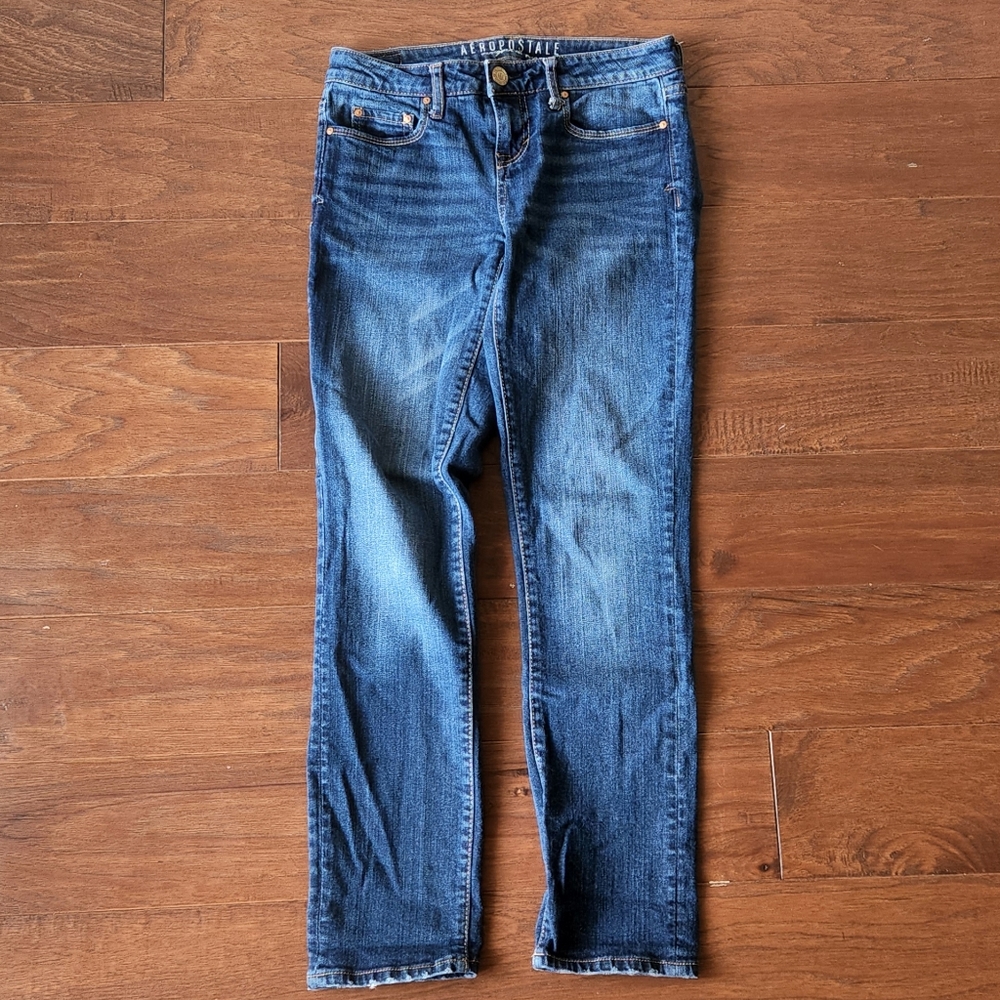 Aeropostale Cropped Skinny Jean Womens 0 Distressed Medium Wash